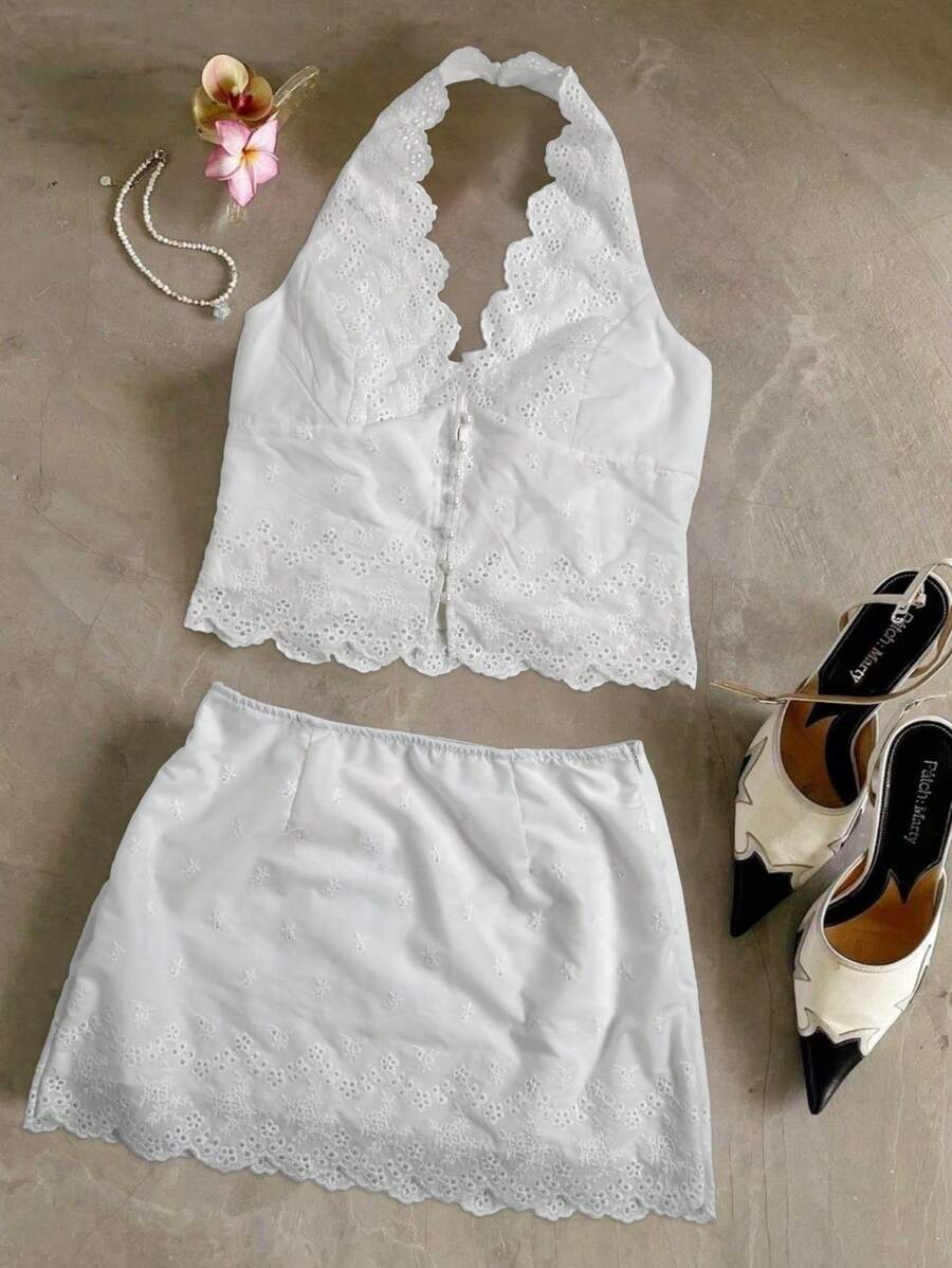 Women Two Pieces Outfits For Daily Wear - White - View 1