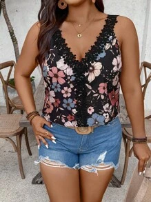 SHEIN VCAY Áo ba lỗ dây mảnh cỡ lớn, thời trang cho mùa hè, tiệc bể bơi Santorini ở bãi biển South Beach, cô gái dừa, mùa hè, phong cách Boho Chic, kỳ nghỉ bãi biển, kỳ nghỉ ngắn ngày ở thành phố, kỳ nghỉ miền Tây - màu đen - Xem 5
