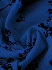 Linhara 大码女士灯笼袖休闲夏季衬衫 - 藏蓝色 - 查看 4