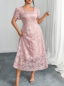 Ellevyn 大码女式优雅纯色蕾丝连衣裙、母亲节、7 月 4 日、毕业礼服、女式教堂服装、夏季上衣、女式教堂服装、太阳裙、女式夏季服装、母亲节服装、夏季、女式夏季连衣裙、夏季连衣裙、女式教堂服装、粉色连衣裙 - 粉色 - 查看 6
