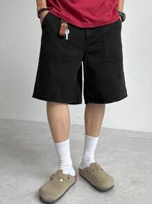 DAZY Pantalones cortos de mezclilla de unicolor casuales de verano para hombres, ropa de vuelta a la escuela