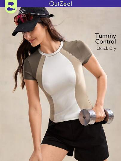 OutZeal 女士户外运动健身服吸汗紧身撞色上衣