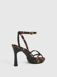 CUCCOO SZL Women's Fashion Leopard Pattern Adjustable Buckle Design High Heel Sandals - Brown - View 7
