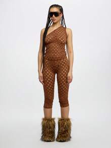 SUMWON WOMEN Schulterfreies, verwaschenes Trägertop mit Sommer-Cutout-Detail, schlanke Passform, Festival-Bodycon-Streetstyle, ärmelloses, modisches, lässiges Club-Nacht-Party-Oberteil - Braun - Übersicht 3
