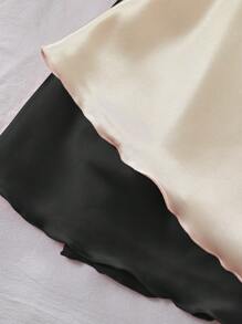 双色缎面交叉带女式睡袍