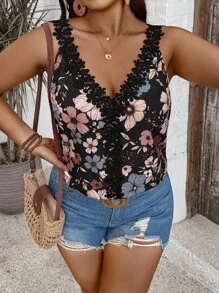 SHEIN VCAY Áo ba lỗ dây mảnh cỡ lớn, thời trang cho mùa hè, tiệc bể bơi Santorini ở bãi biển South Beach, cô gái dừa, mùa hè, phong cách Boho Chic, kỳ nghỉ bãi biển, kỳ nghỉ ngắn ngày ở thành phố, kỳ nghỉ miền Tây - màu đen - Xem 2