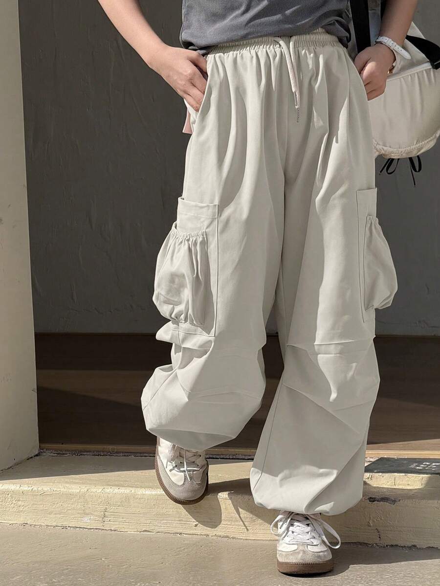 Dazy Kids Tween Girls 秋季口袋工装裤 - 灰色 - 查看 1