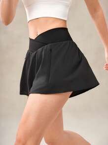 OutZeal Pantaloncini neri da donna ad alta vita con controllo addominale, traspiranti, con pantaloncini integrati, adatti per tennis e allenamento