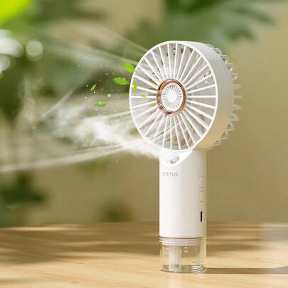 JMMO Portable Fan With Spray Humidifier USB Rechargeable Fan With Water Mist, Lightweight Handheld Mini Fan For Makeup Office Travel Camping Indoor Outdoor Back To School Holiday Vacation Summer Essentials, White