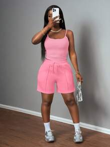 Slaydiva Women Two Pieces Outfits For Daily Wear - Pink - View 9