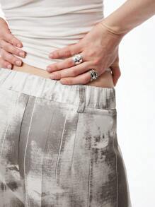 LYSMO Women's Fashion Tie-Dye Wide Leg Pants, Casual - Grey - View 8