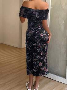 Chiquease Women Random Print Bodycon Mini Dress, Spring/Summer - Black - View 2