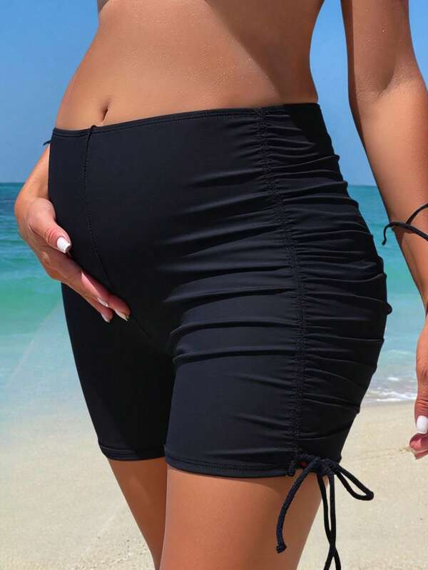 SHEIN Pantalones cortos con cordón lateral para embarazadas, Bottom del traje de baño para vacaciones de verano