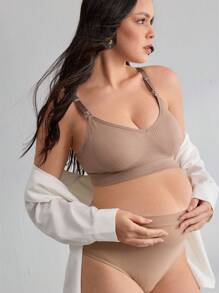 BloomMama Biustonosz do karmienia piersią w jednolitym kolorze, dzianinowy, dla kobiet w ciąży, codzienna bielizna ciążowa