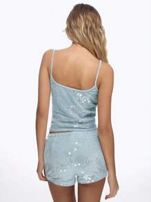 MISSGUIDED Pantaloni scurți cu paiete, petrecere, club, dans, spectacol, strălucitori, pantaloni scurți, festival, club, sclipici, vară, vacanță, lenjerie de casă - Bleu - Vizualizare 2