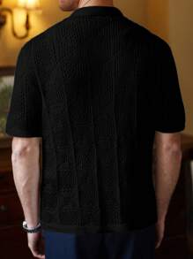 Manfinity Homme Top tricotat din plasă, culoare solidă, casual, de vară pentru bărbați