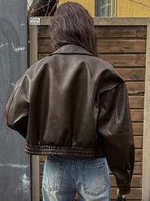 DAZY Chaqueta de cuero vintage corta nueva de primavera para mujer, ropa de otoño para el Día de San Valentín
