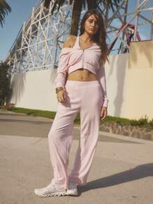 Aralina Women Pink Two Pieces Outfits For Daily Wear - Dusty Pink - View 7