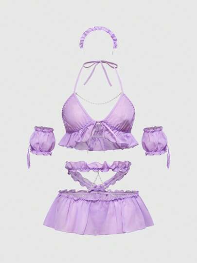 Kawaii Kawaii Women's Sheer Pearl Chain Lingerie Set