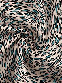 Leopard Print Short Sleeve Scrub Uniform Top - Multicolor - View 5