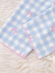 SHEIN Genkimix Kids 2pcs School Girl Pajamas Set For Tween Girls, Cute Butterfly & Gingham Print Long Pants & Long Sleeve Cardigan Loungewear