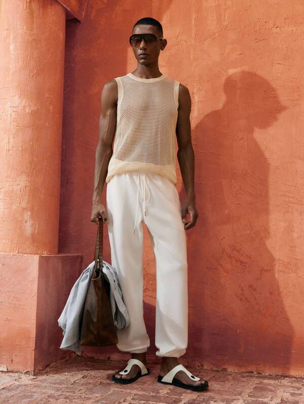 Maija 2025春夏新品男士松紧腰抽绳宽松休闲运动裤，适合度假、派对、婚礼、音乐节、毕业典礼、日常穿着、街头风格