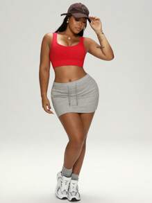 Rhythm Era Plus Size Women's Minimalist Solid Color Wirefree Backless Sports Bra - Hot Pink - View 5