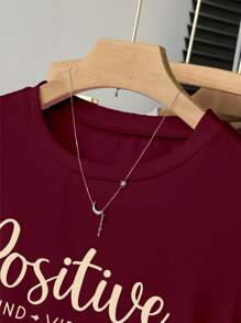 INAWLY Women's Casual Versatile Letter Print T-Shirt, Suitable For Summer