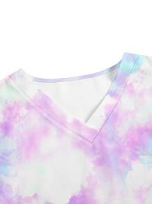 Fashionable Summer Healthcare Scrub Uniform Top - Purple - View 7