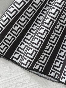 年轻女孩经典花卉印花盖袖连衣裙，优雅时尚休闲户外礼品装，春夏季 - 黑與白 - 查看 7