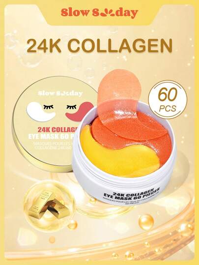 SlowSunday 24K Collagen Eye Mask, 30 Pairs, With Collagen & 24K Gold, Korean Collagen Eye Mask, Diminish Eye Bags, Improve Dark Circles, Tighten The Skin, Brigheten Eye Contour, Multiple Uses, For Nasolabial Folds And Forehead, For Winter, Y2K, For Thanksgiving, Christmas, New Year, Christmas Gifts
