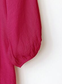 EMERY ROSE Camisa/top de manga corta y cuello redondo de unicolor para mujer de talla grande, de moda para el verano - Rosa Fucsia - Ver 3