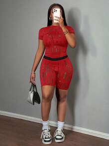 Slaydiva Women Two Pieces Outfits For Daily Wear - Red - View 7