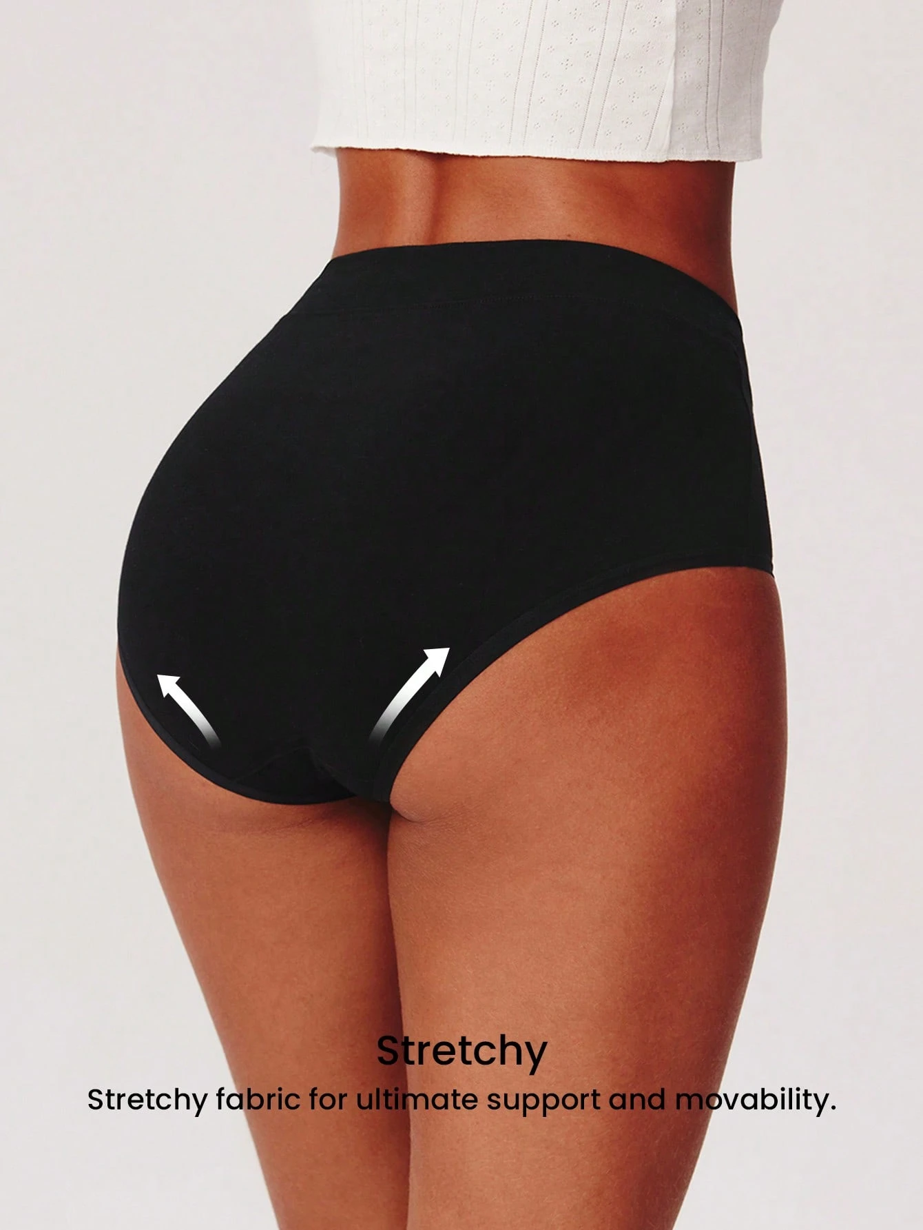 3 paquets de culottes hautes de base en coton confortables et aérées avec découpe en V pour femmes - sous-vêtements noirs pour femmes