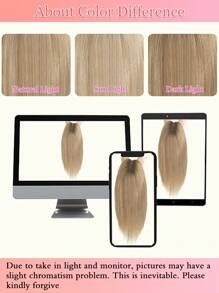 適用於稀疏頭髮女性的真人直髮頂部髮片