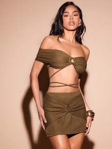 Hauture Women Two Pieces Outfits For Daily Wear - Brown - View 3