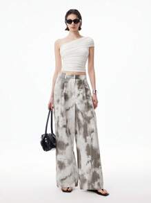 LYSMO Women's Fashion Tie-Dye Wide Leg Pants, Casual - Grey - View 3