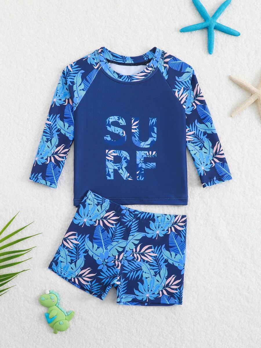 Toddler Boys' Long Sleeve Rash Guard With Cute Dinosaur Print - Multicolor - View 1