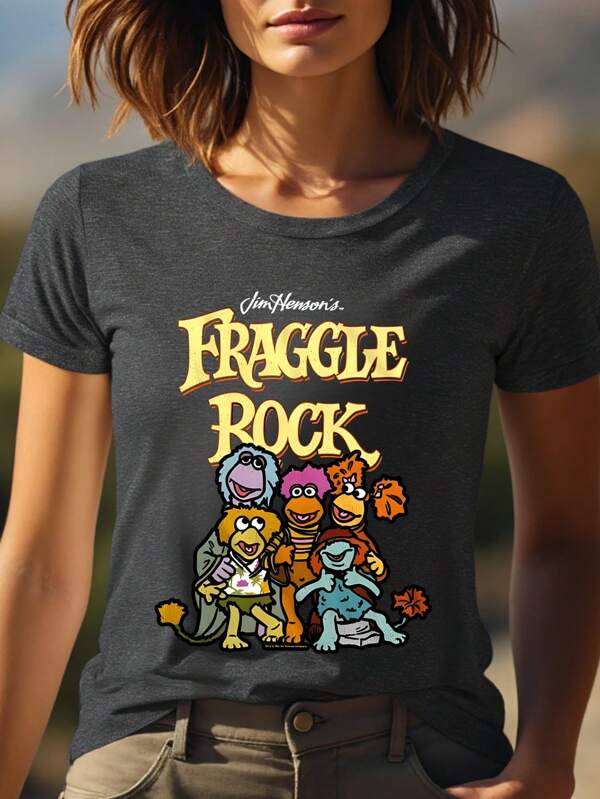 INAWLY Camiseta casual de mujer de manga corta con cuello redondo y estampado de dibujos animados, para el verano