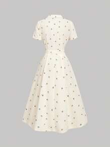 SHEIN MOD Vestido floral vintage elegante de media longitud para mujer