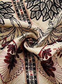 Travachic Plus-size dames casual tropische plant handgetekende lijnprint strikbaar los vest