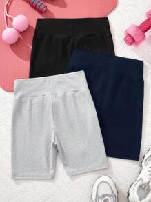 Mallas minimalistas de longitud media casuales para niñas preadolescentes, apropiadas para primavera/verano