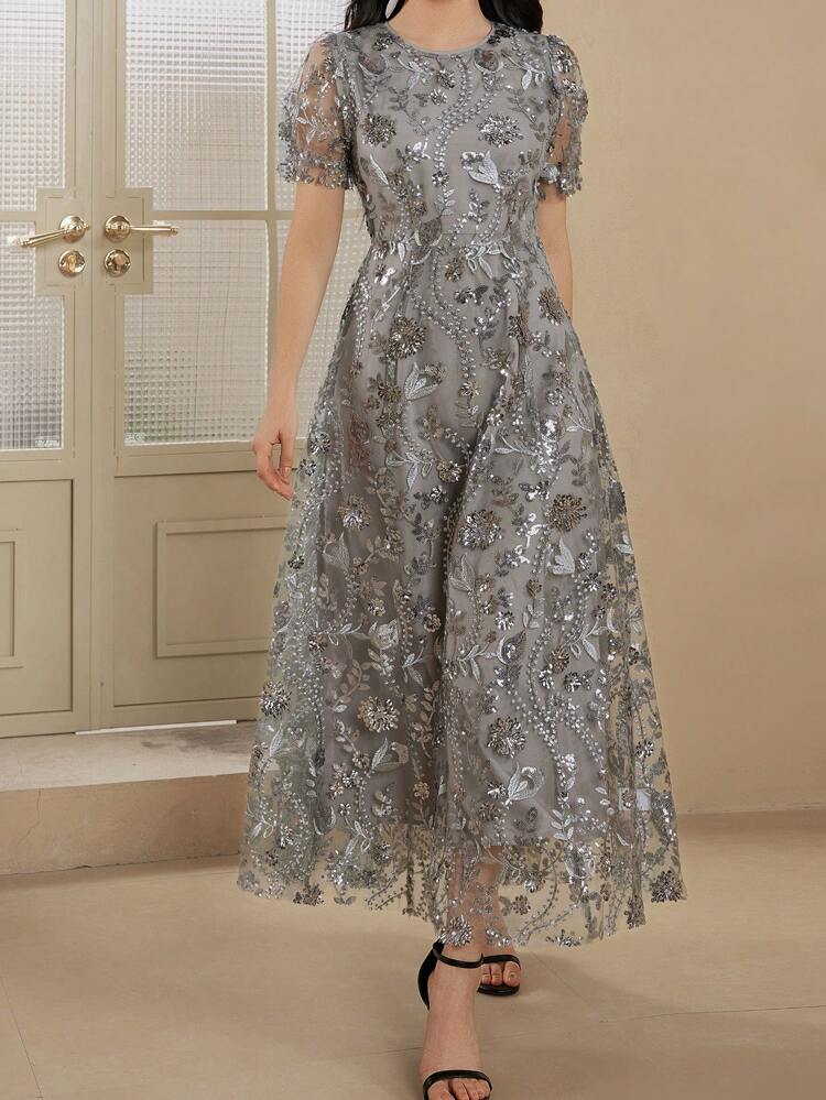 Women's Long Lace Embellished Vacation Dress, Summer Graduation Dress, Wedding Guest Gown Women Dresses Birthday Women Casual Dress Women Short Dresses Summer Work Summer Dresses Women Plus Sun Dress Sequin