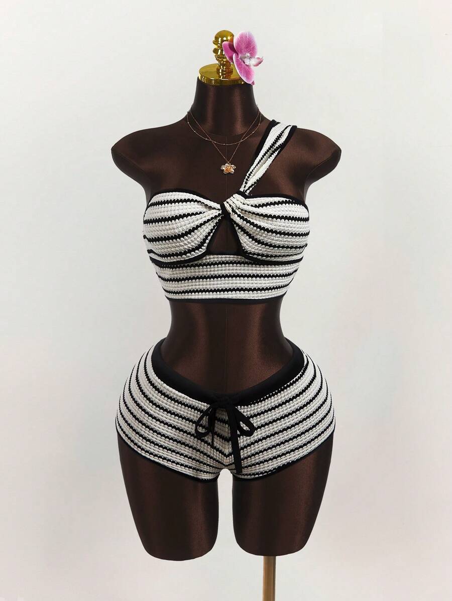 Amplova 女士日常两件套服装 - 黑與白 - 查看 1