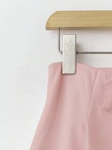 Franclia Women's Elegant High Waist Pleated Solid A-Line Skirt - Pink - View 3