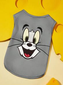 TOM & JERRY X SHEIN 1pc Cute Cartoon Printed Pet Vest, For Cats And Dogs, Available In Sizes XXS-XXXXXL, From Extra Small To Extra Large