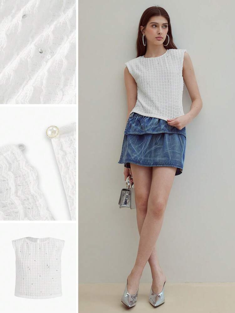 MOTF STUDIO RHINESTONE TEXTURED TANK TOP