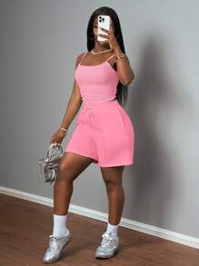 Slaydiva Women Two Pieces Outfits For Daily Wear - Pink - View 5