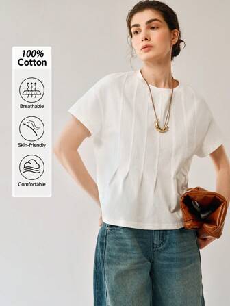 Uhlyne Women Crew Neck Loose Short Sleeve T-Shirt Top, Casual Everyday Wear