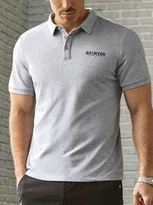 Manfinity VCAY Men's Knit Fashion Casual Loose Short Sleeve POLO Shirt, Suitable For Daily Wear - Grey - View 4